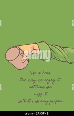hand holding cup motivation concept vector illustration Stock Vector