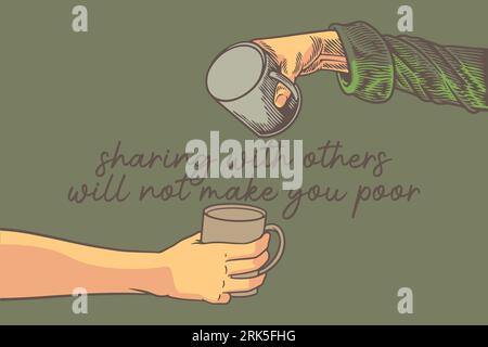 hand holding cup motivation concept vector illustration Stock Vector