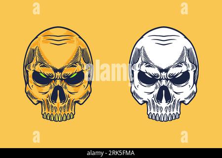 skull head mascot vector illustration cartoon style Stock Vector