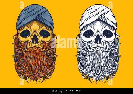 skull monk head mascot vector illustration cartoon style Stock Vector