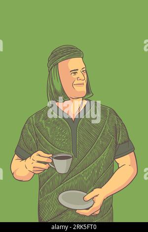 man drinking coffee vector illustration Stock Vector