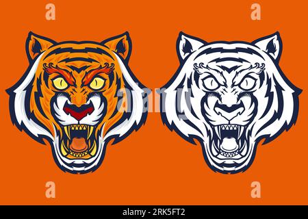 tiger head mascot vector illustration cartoon style Stock Vector
