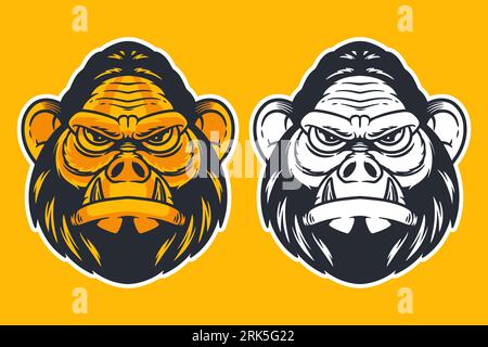 gorilla head mascot vector illustration cartoon style Stock Vector