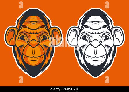 monkey head mascot vector illustration cartoon style Stock Vector