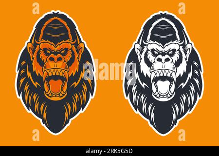 gorilla head mascot vector illustration cartoon style Stock Vector