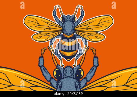 bee mascot vector illustration cartoon style Stock Vector