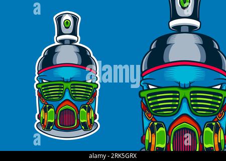 spray can graffiti mascot vector illustration Stock Vector