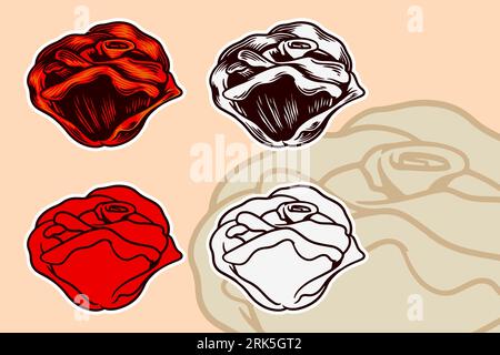 Rose flower vector illustration set Stock Vector