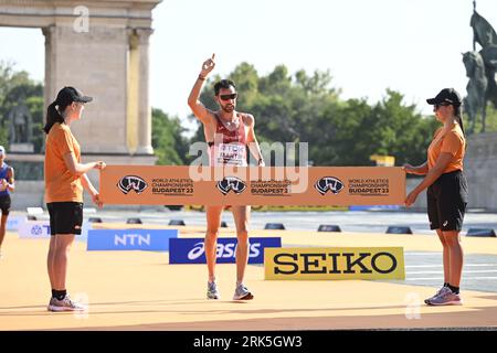 Budapest, Hungary. 24th Aug, 2023. BUDAPEST 20230824Walker Álvaro Martín, Spain, at the finish of the 35-kilometer distance during the World Athletics Championships in Budapest. Photo: Jessica Gow/TT/code 10070 Credit: TT News Agency/Alamy Live News Stock Photo