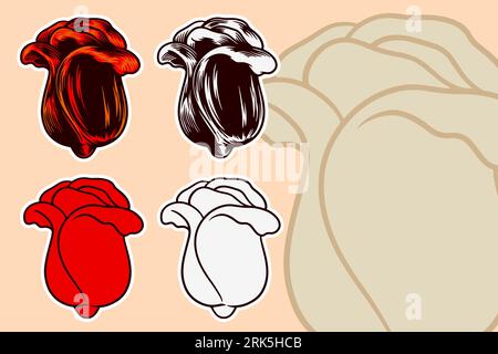Rose flower vector illustration set Stock Vector