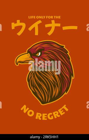 eagle head poster vector illustration cartoon style Stock Vector