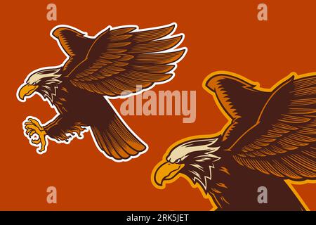 eagle mascot vector illustration cartoon style Stock Vector