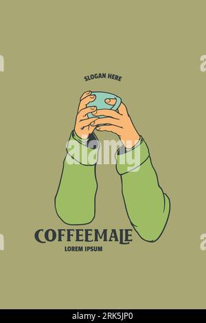 hand hold cup of coffee vector illustration Stock Vector