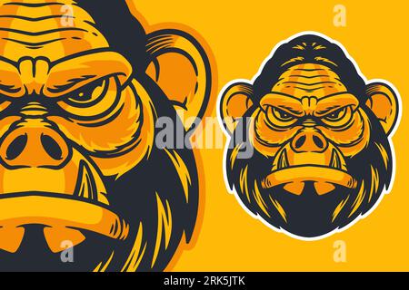 gorilla head mascot vector illustration cartoon style Stock Vector ...