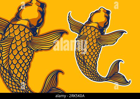 golden koi fish vector illustration cartoon style Stock Vector