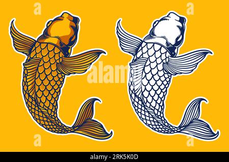 golden koi fish vector illustration cartoon style Stock Vector