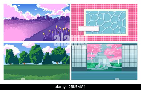 Lo fi design cute kawaii lo fi backgrounds Stock Vector