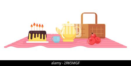 Picnic set flat concept vector spot illustration Stock Vector
