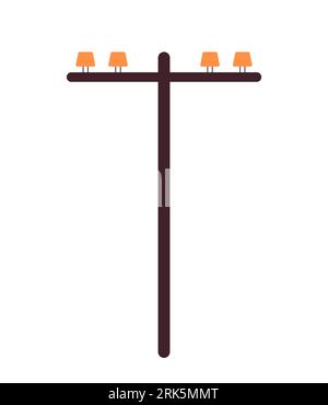 Single utility pole semi flat colour vector object Stock Vector