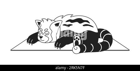 Sleeping red panda monochromatic flat vector character Stock Vector