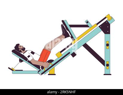 Man pressing forward footplate on machine flat line color vector character Stock Vector