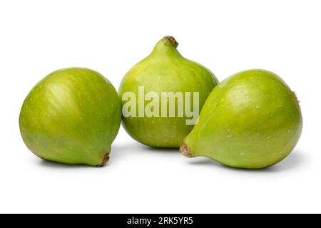 Heap of fresh whole green figs isolated on white background close up Stock Photo