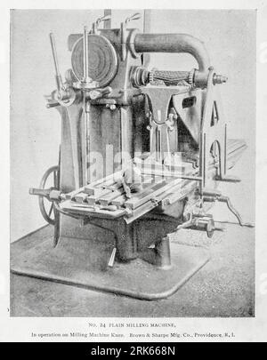 PLAIN WILLING MACHINE, In operation on Milling Machine Knee. Brown & Sharpe Mfg. Co., Providence, RI from the Article MODERN MACHINE-SHOP ECONOMICS. By Horace L. Arnold. From The Engineering Magazine DEVOTED TO INDUSTRIAL PROGRESS Volume XI October 1896 NEW YORK The Engineering Magazine Co Stock Photo