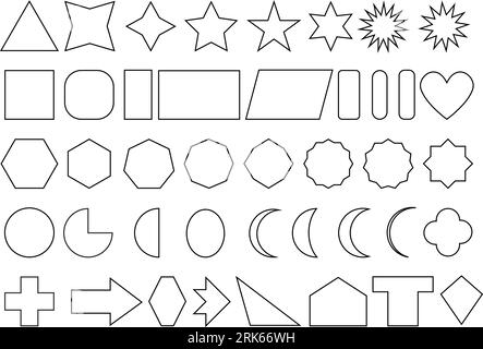Basic Shapes Outline, Rectangle, Triangle. geometric banners. Abstract bold shapes, minimalistic message template. Vector various forms Stock Vector