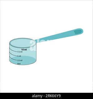A vector drawing of a 10 ml measuring cup. liquid measurement capability in a concise design. on white background Stock Vector
