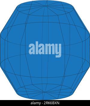 3D mesh grid, net wire, vector. 3D wireframe or geometric network in lines or mesh grid frames, science, and technology object Stock Vector