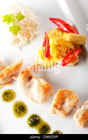 chicken meat on a skewer Stock Photo