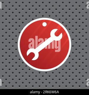 Tool label on perforated metal background Stock Vector