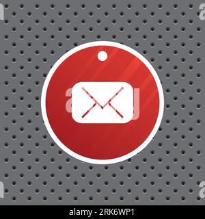 Letter label on perforated metal background Stock Vector