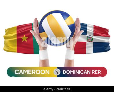 Cameroon vs Dominican Republic national teams volleyball volley ball match competition concept. Stock Photo