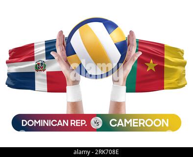 Dominican Republic vs Cameroon national teams volleyball volley ball match competition concept. Stock Photo