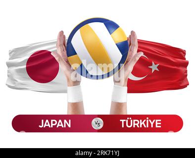 Japan vs Turkiye national teams volleyball volley ball match competition concept. Stock Photo