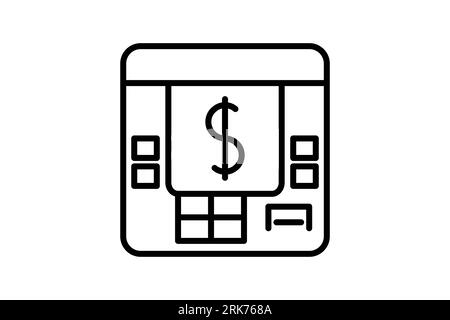 ATM Machine Icon. Icon related to Credit and Loan. suitable for web site design, app, user interfaces, printable etc. Line icon style. Simple vector d Stock Photo