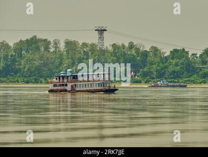 River cruise boat on the Brahmaputra river Stock Photo