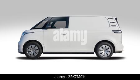 VW ID Buzz Cargo van, side view isolated on white background Stock Photo