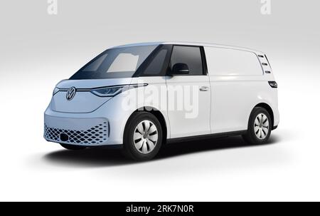 VW ID Buzz Cargo van with white color isolated on white background Stock Photo