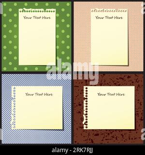 Notebook papers on decorative background Stock Vector