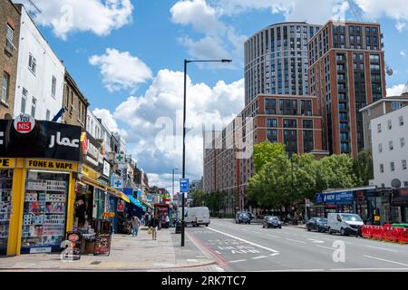 vape shop letchworth LONDON- JULY 17, 2023: Edgware Road street scene in W2 west London. Vibrant  street of shops and services Stock Photo