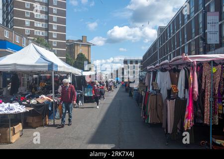 LONDON- JULY 17, 2023: Church Street Market off Edgware Road  in the Paddington Basin Stock Photo