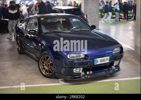 Front view of a classic Japanese sports car Nissan 300ZX Z32 in blue ...