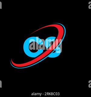 CS C S letter logo design. Initial letter CS linked circle uppercase monogram logo red and blue. CS logo, C S design. cs, c s Stock Vector