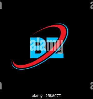 BZ B Z letter logo design. Initial letter BZ linked circle uppercase monogram logo red and blue. BZ logo, B Z design. bz, b z Stock Vector