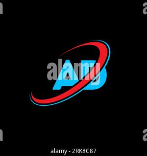 AD A D letter logo design. Initial letter AD linked circle uppercase monogram logo red and blue. AD logo, A D design. ad, a d Stock Vector