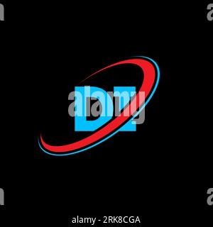 DI D I letter logo design. Initial letter DI linked circle uppercase monogram logo red and blue. DI logo, D I design. di, d i Stock Vector