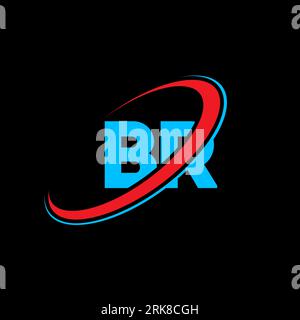 BR B R letter logo design. Initial letter BR linked circle uppercase monogram logo red and blue. BR logo, b R design. br, b r Stock Vector