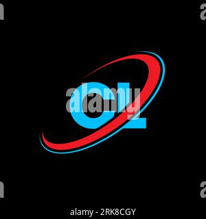 CL C L letter logo design. Initial letter CL linked circle uppercase monogram logo red and blue. CL logo, C L design. cl, c l Stock Vector